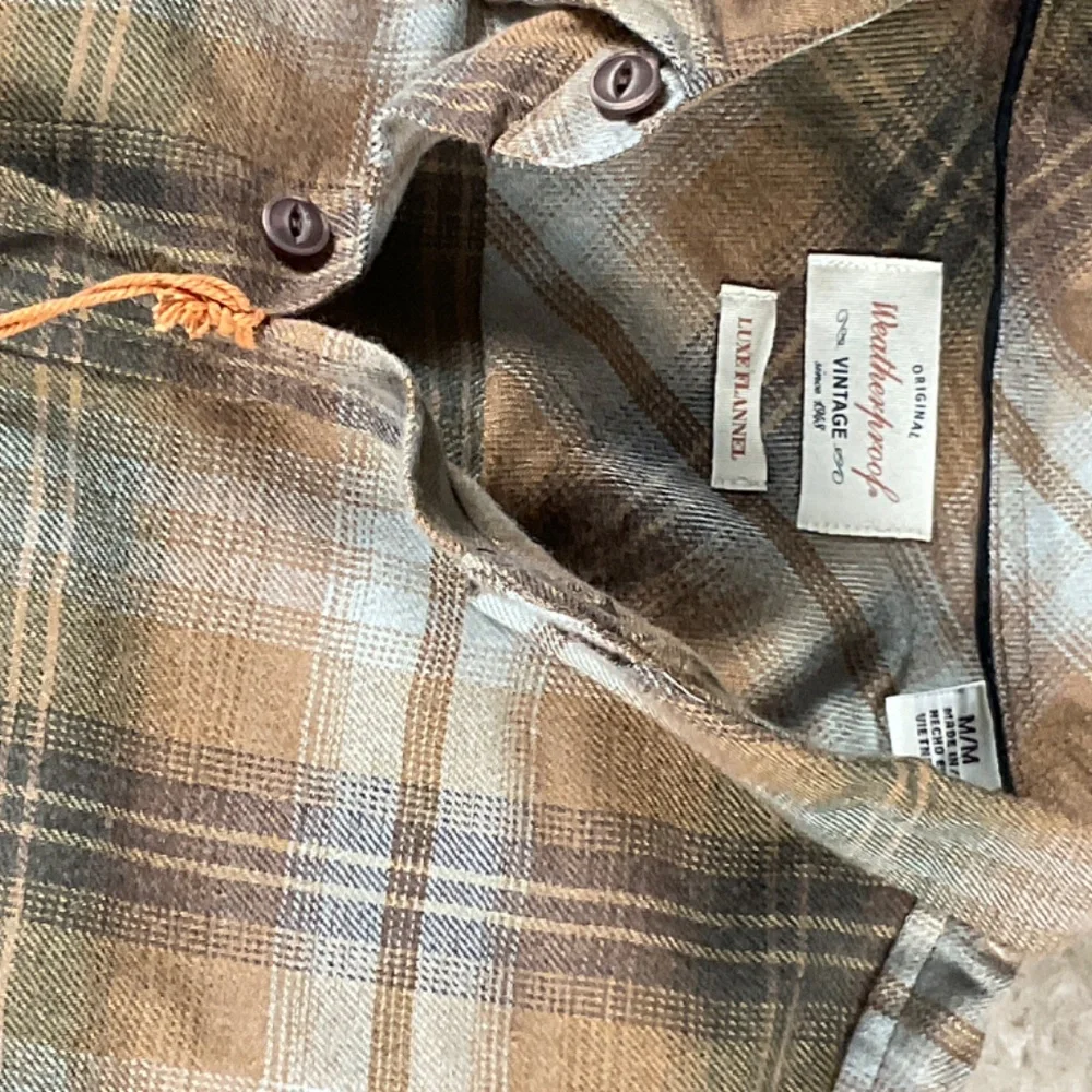 NWT Original Weatherproof Vintage Brown Plaid Vintage Luxe Flannel Size M